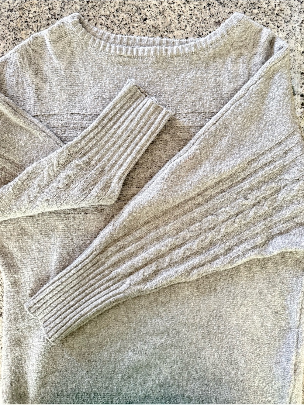 Maurices Light Grey Crewneck Cable Sleeve Sweater